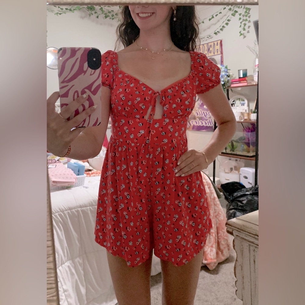 Red Floral Romper